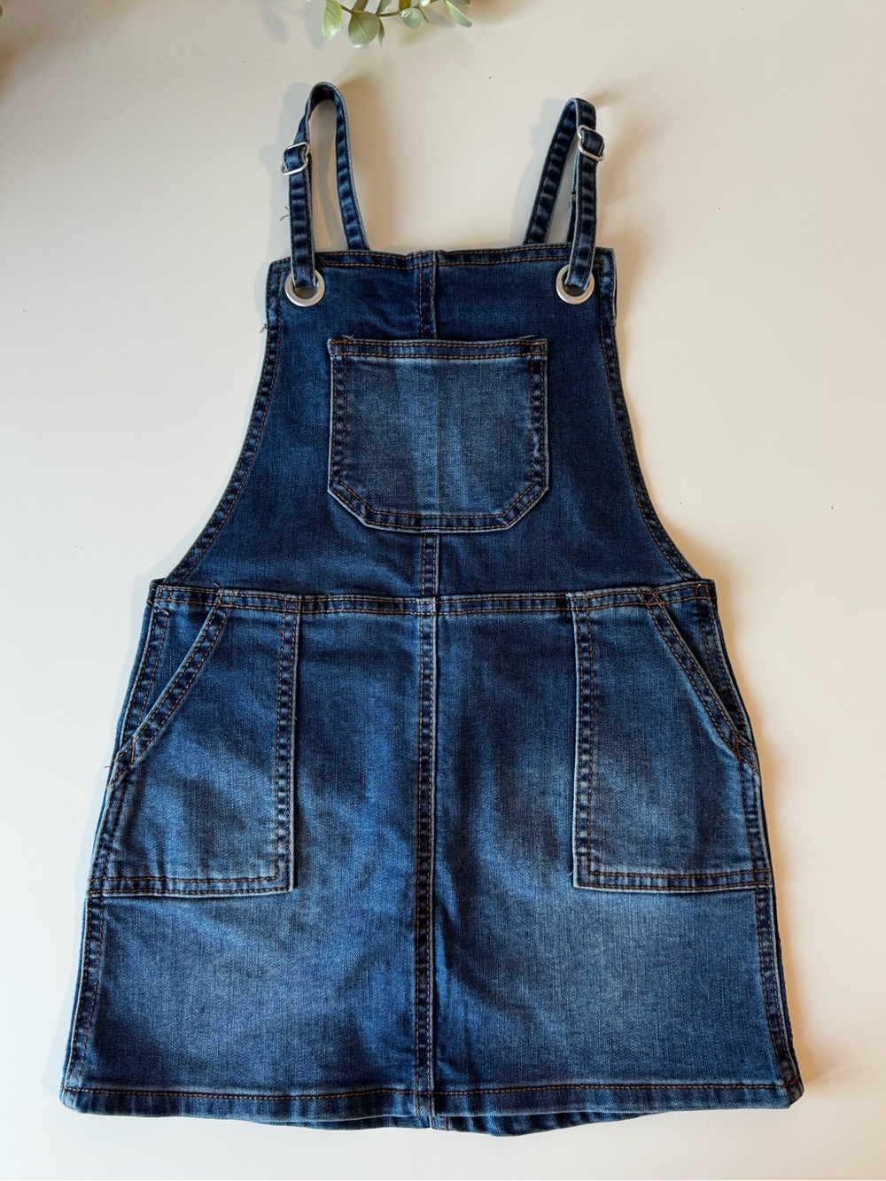 Cat & Jack Denim Overall Dress Girls XS 4/5 Blue Jean Jumper Pinafore